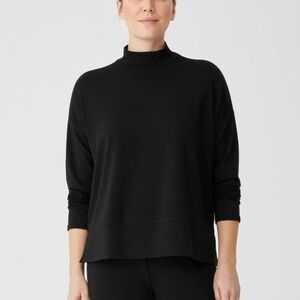 Eileen Fisher Mock Neck Tencel Jersey Stretch Box Top F22 Medium